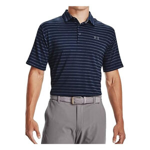 UNDER ARMOUR The Playoff Polo Shirt Top Short Sleeve Golf Navy Stripe Mens Large